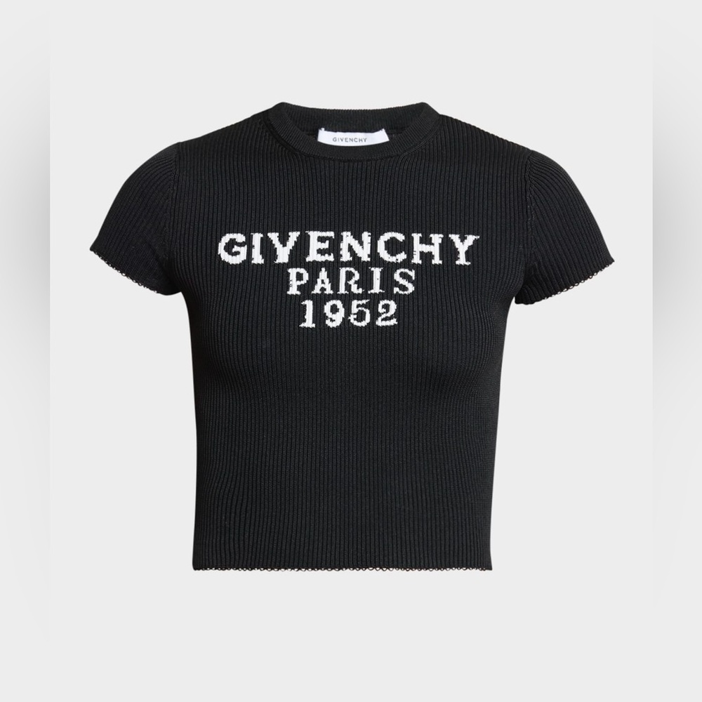 Givenchy logo short sleeve crop rib t shirt